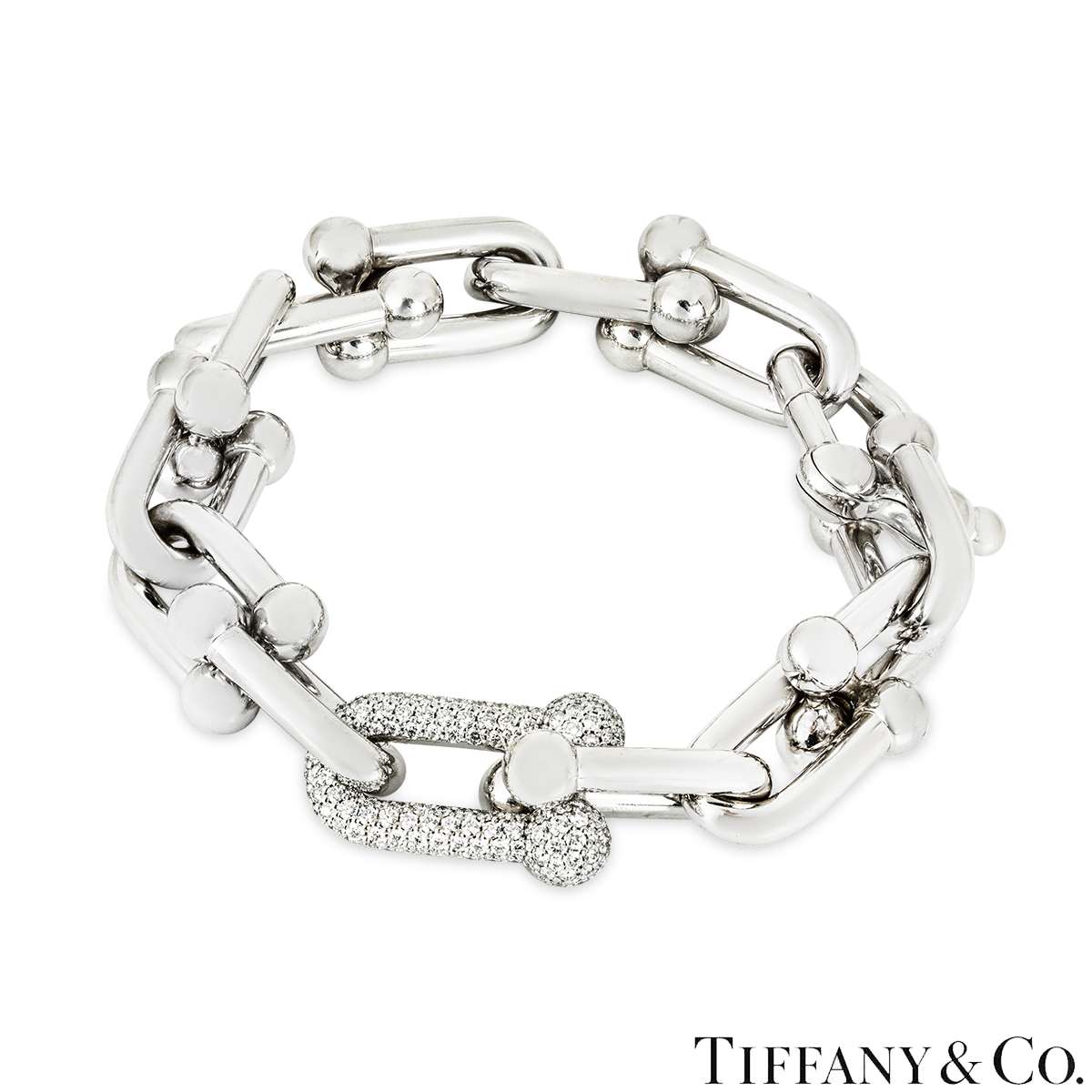 Tiffany & Co. White Gold Large Link Hardware Diamond Bracelet 1.70ct TDW 60715130 Tiffany & Co. White Gold Large Link Hardware Diamond Bracelet 1.70ct TDW 60715130